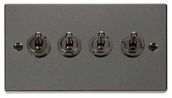 Click Deco 10A 2 Way 2G Quad Toggle Light Switch - Prisma Lighting