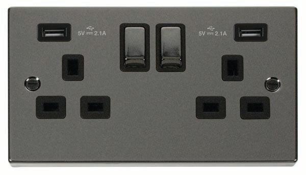 Click Deco Double Socket 2xUSB-A - Prisma Lighting
