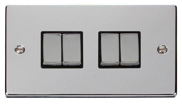 Click Deco 10A 2 Way 2G Quad Light Switch - Prisma Lighting