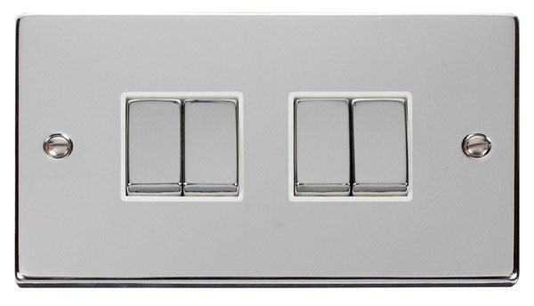 Click Deco 10A 2 Way 2G Quad Light Switch - Prisma Lighting