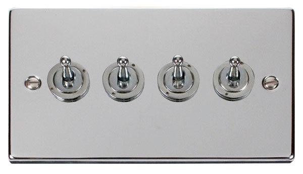 Click Deco 10A 2 Way 2G Quad Toggle Light Switch - Prisma Lighting