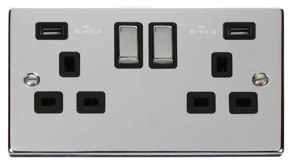 Click Deco Double Socket 2xUSB-A - Prisma Lighting