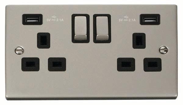 Click Deco Double Socket 2xUSB-A - Prisma Lighting