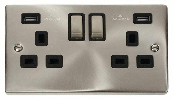 Click Deco Double Socket 2xUSB-A - Prisma Lighting