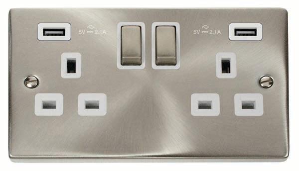 Click Deco Double Socket 2xUSB-A - Prisma Lighting