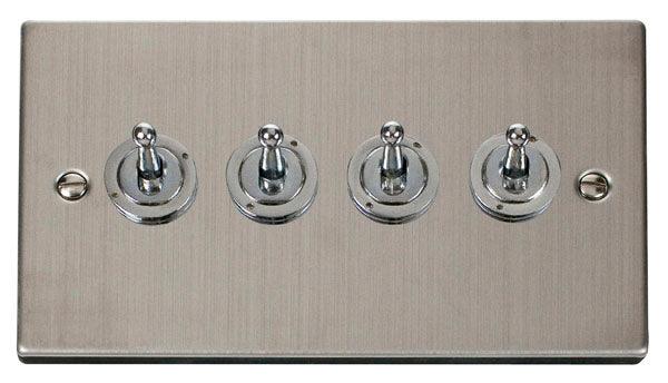 Click Deco 10A 2 Way 2G Quad Toggle Light Switch - Prisma Lighting