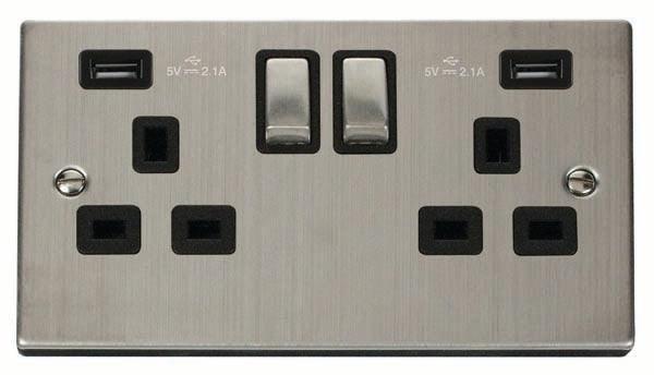 Click Deco Double Socket 2xUSB-A - Prisma Lighting