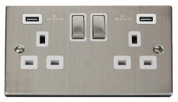 Click Deco Double Socket 2xUSB-A - Prisma Lighting