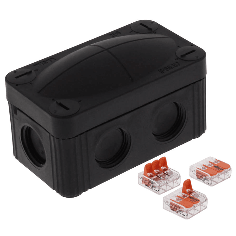 Wiska COMBI 206 85 x 49 x 51mm Black 3xWAGO 221-413 Junction Box - Prisma Lighting