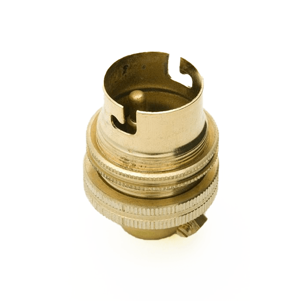 Brass BC 1/2" Entry Switched Bayonet Lamp Holder with Lamp Shade Ring