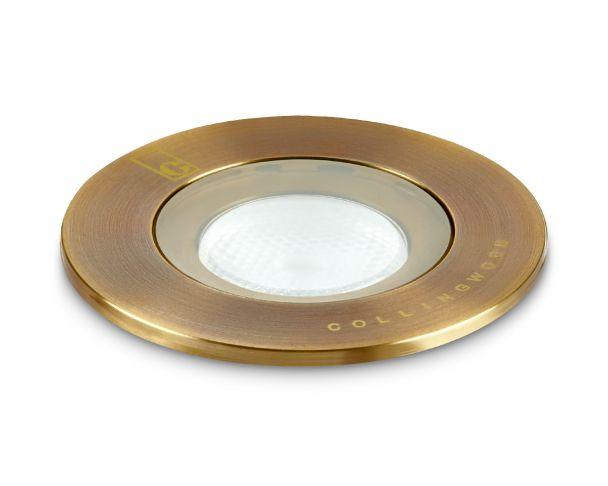 Collingwood GL016F AB Brass 1W IP68 Submersible LED Ground Light - Prisma Lighting