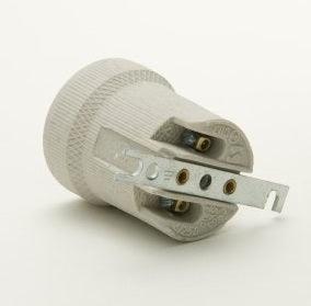 Porcelain / Ceramic Lamp Holder ES E27 Screw terminals With Metal Straight fixing bracket - Prisma Lighting