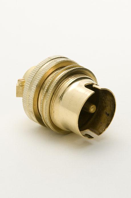 Brass BC 10mm Entry Switched Lamp Holder with Lamp Shade Ring - Prisma Lighting