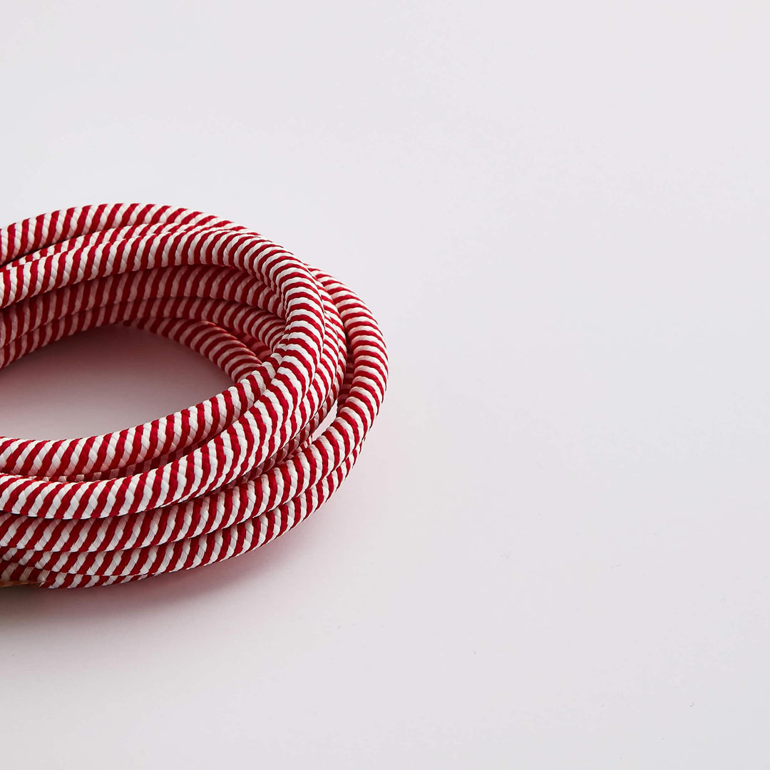 Prisma Red & White Spiral 3 Core 0.5mm Solid Braid Cable - Prisma Lighting
