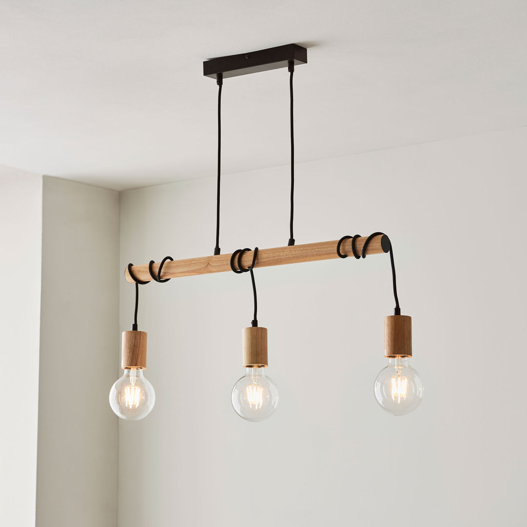 Sven 3lt Linear Pendant Wood