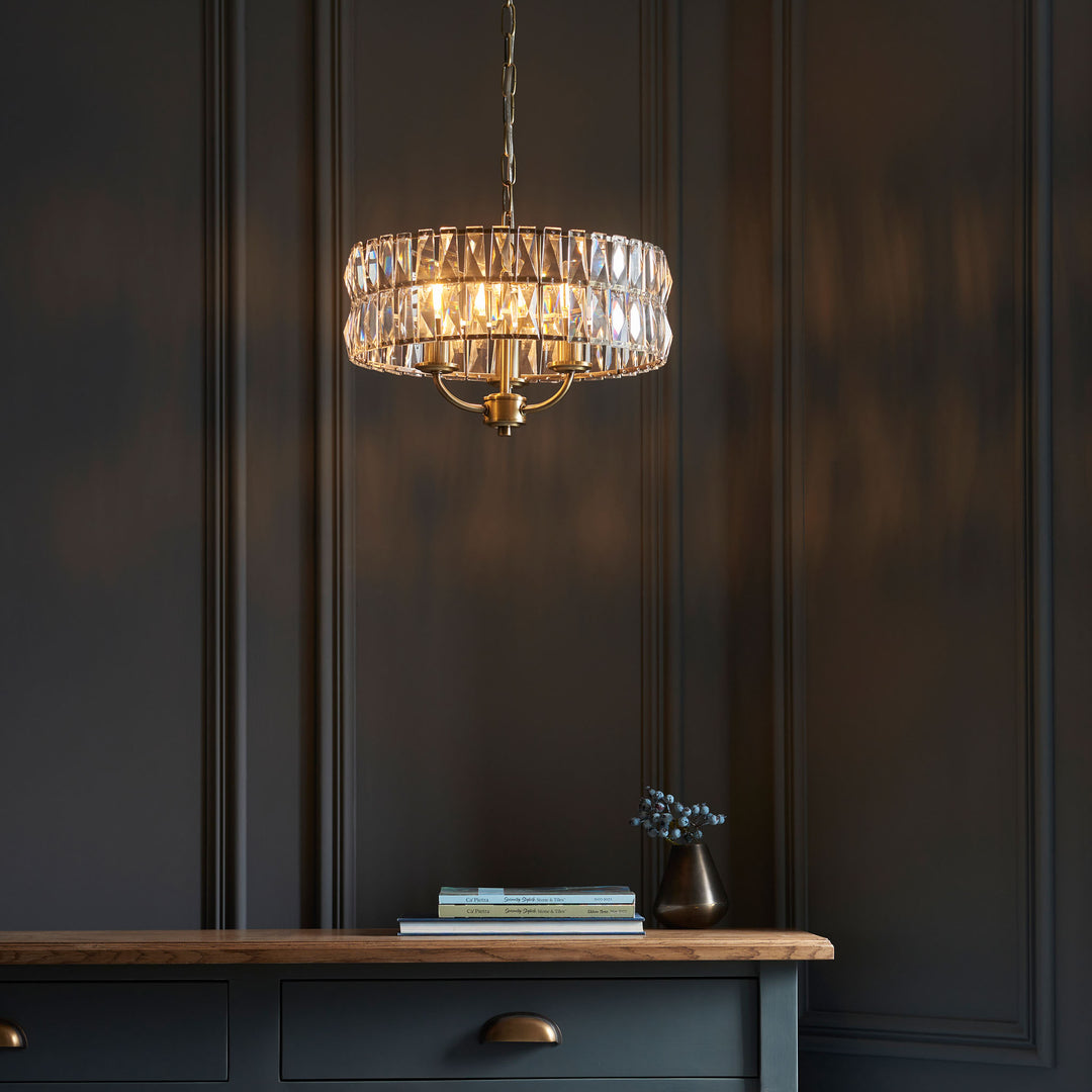 Clifton 3lt Pendant Brass