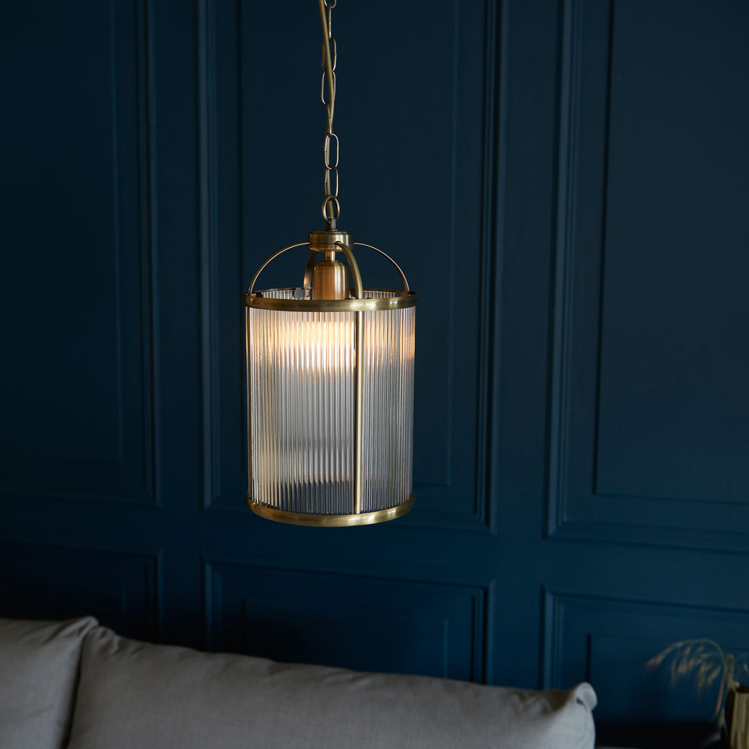 Lambeth Ribbed Pendant Brass