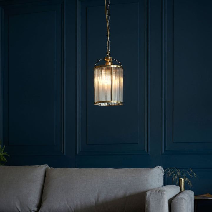 Lambeth Ribbed Pendant Brass