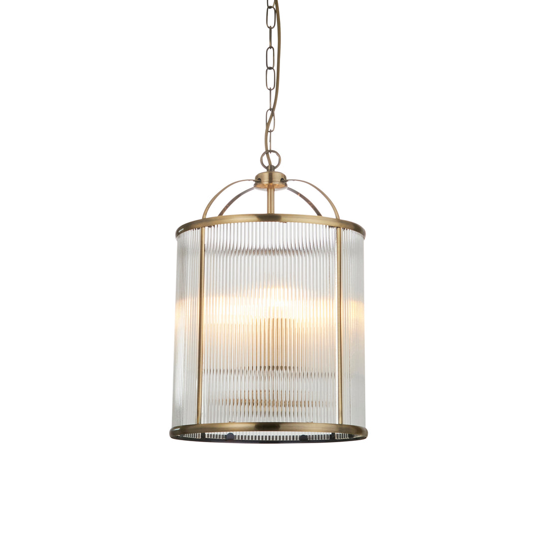 Lambeth Ribbed 4lt Pendant Brass