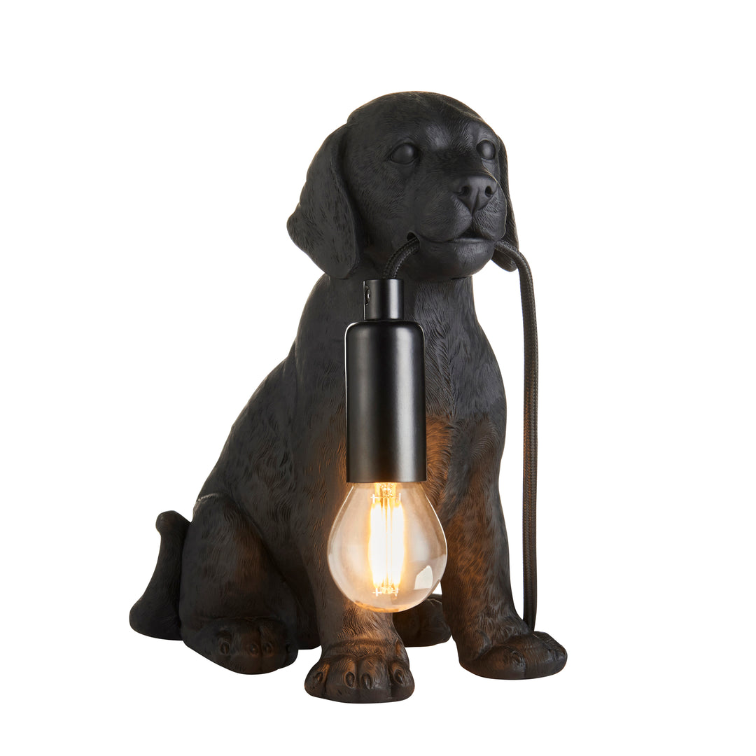 Labrador Puppy Table Lamp | Matt Black Black