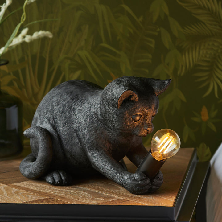 Kitten Table Lamp | Matt Black Black