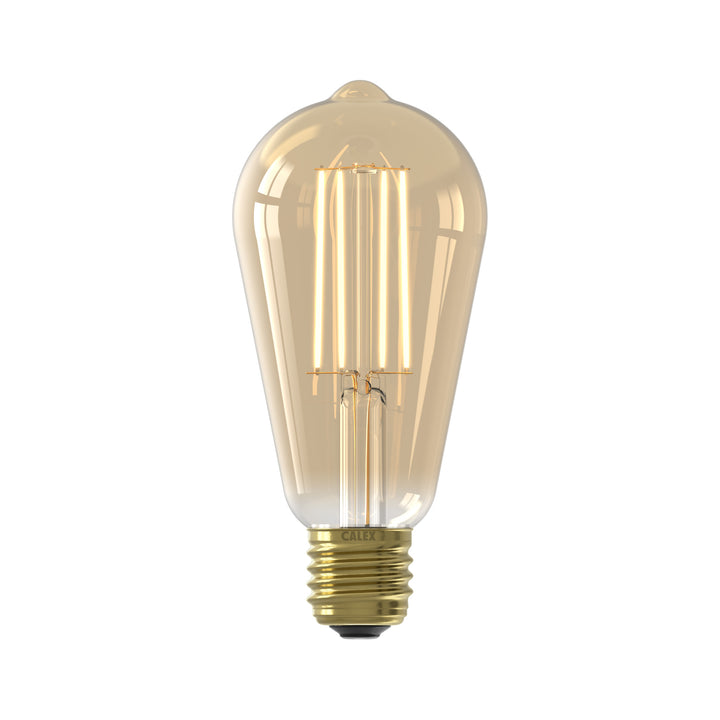 Calex LED Warm Filament Rustic Lamp ST64, Gold, E27, Dimmable 1101002100
