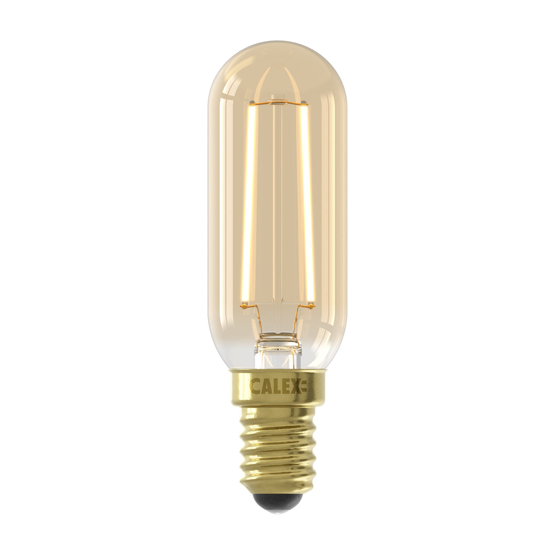 Calex LED Warm Filament Tube Lamp T25x85, Gold, E14, Dimmable 1101004100