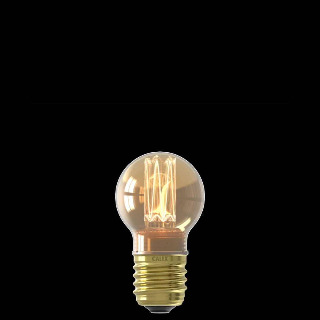 Calex LED Glass Fibre P45 Gold, E27, Dimmable with LED Dimmer 1201000200