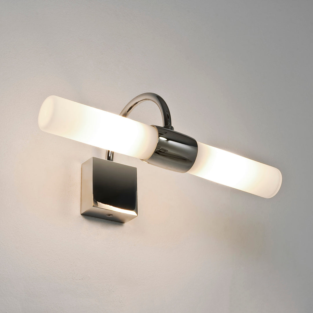 Astro Dayton Wall Light polished chrome with white opal glass diffuser, 290 mm width
