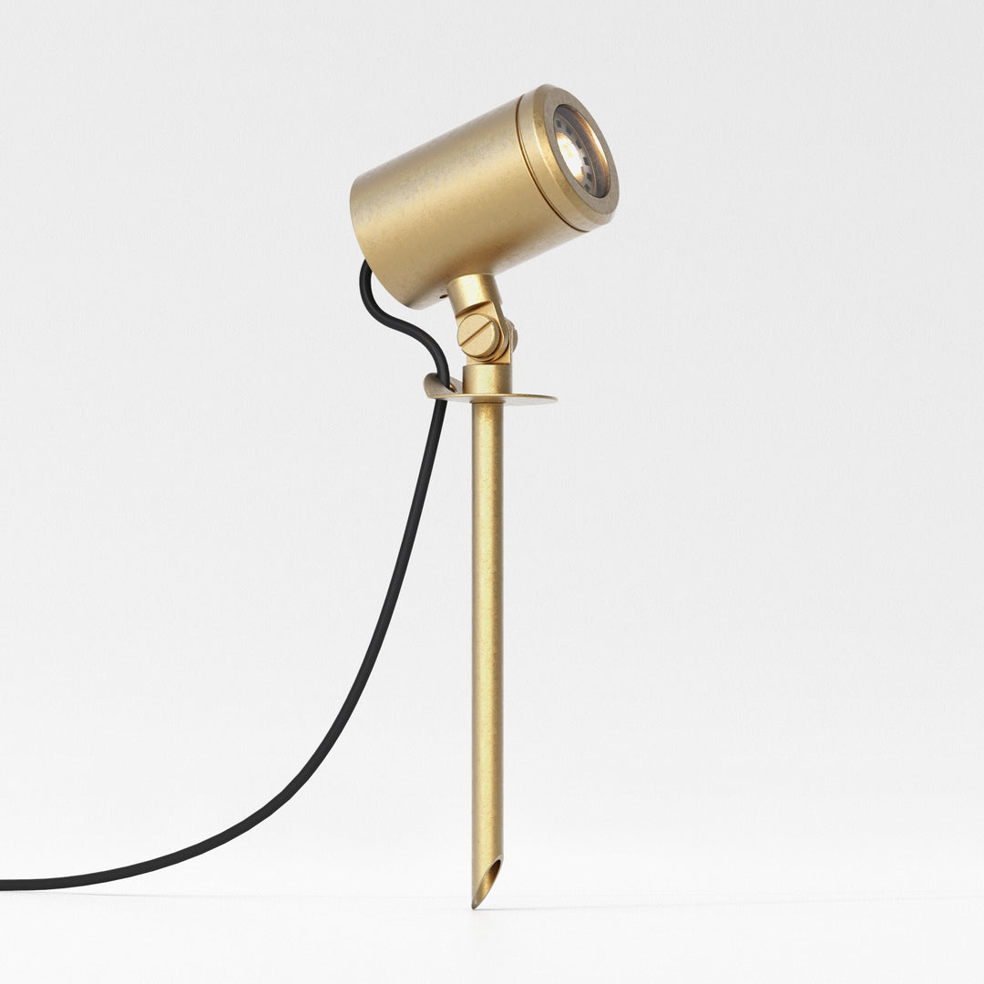 Astro Jura Spike Outdoor Spotlight in Solid Brass, adjustable GU10 spike light