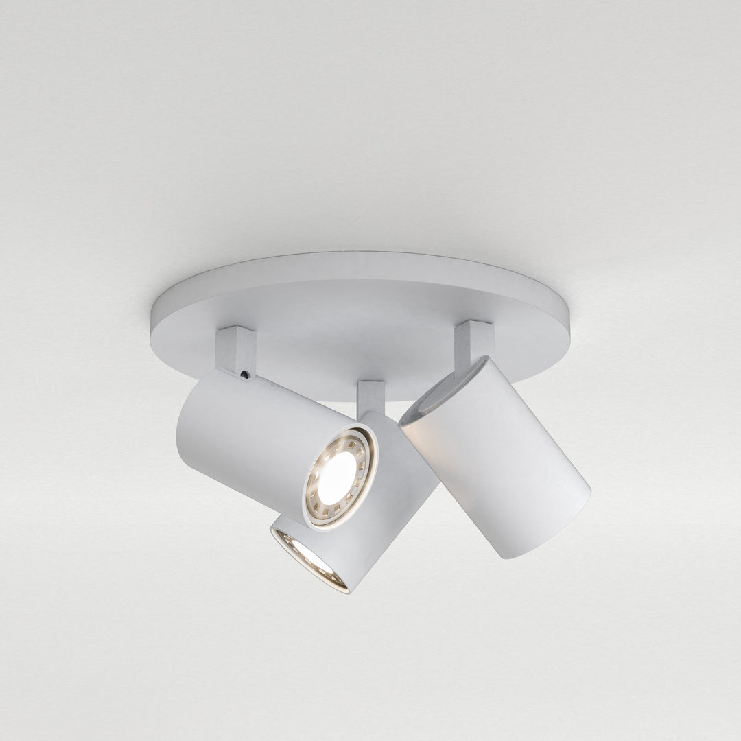Astro Ascoli Triple Round Spotlight in Matt Black, Matt Nickel, Textured White, and Bronze – Adjustable Ceiling Fixture