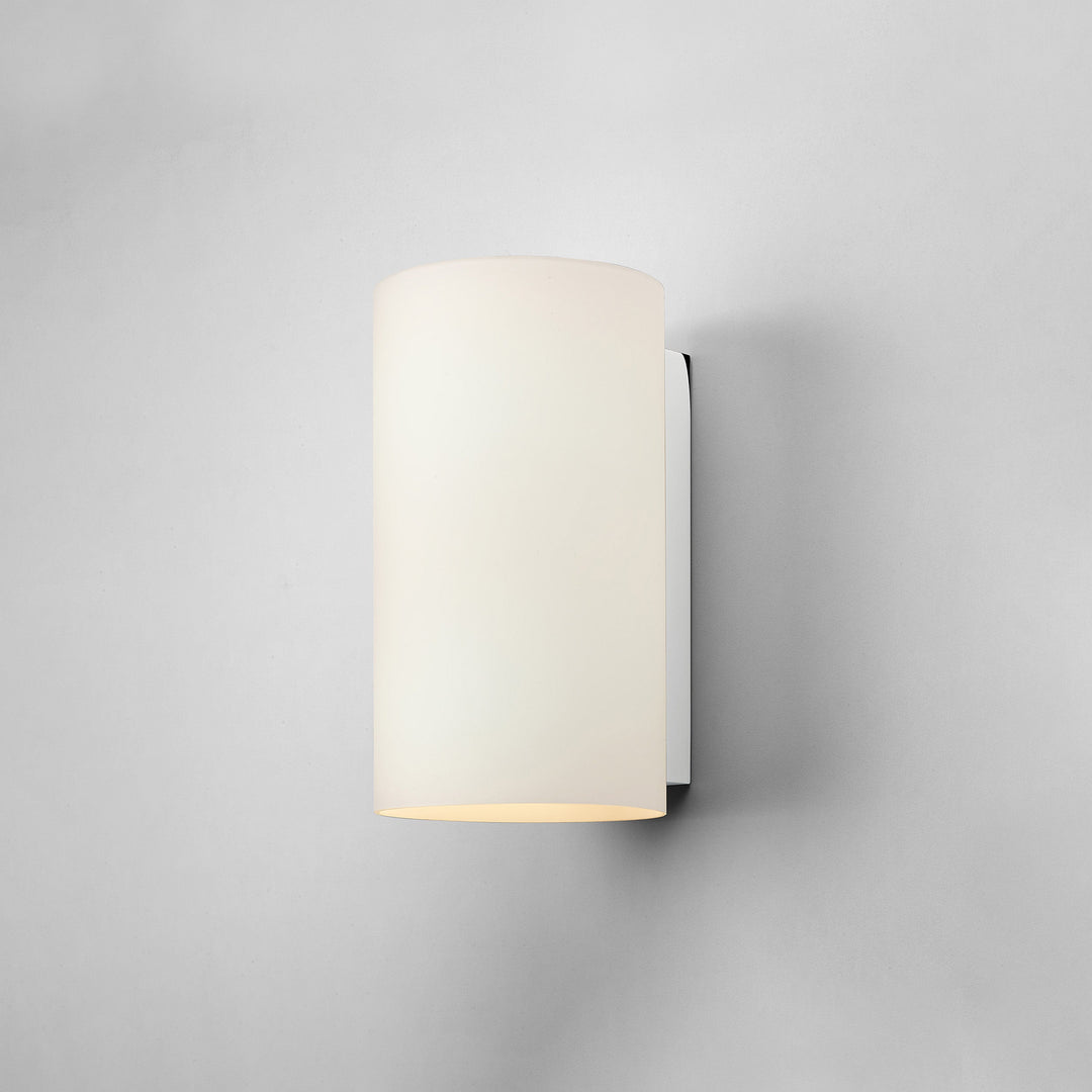 Astro Cyl 260 Wall Light polished chrome with opal glass diffuser, 260 mm height