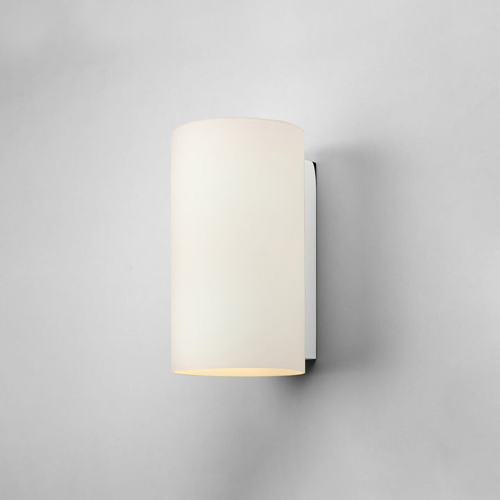 Astro Cyl 260 Wall Light polished chrome with opal glass diffuser, 260 mm height