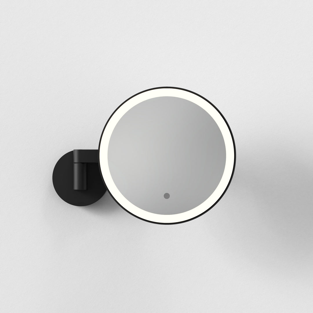 Astro Nagoya adjustable illuminated bathroom mirror in matt black and mirrored glass