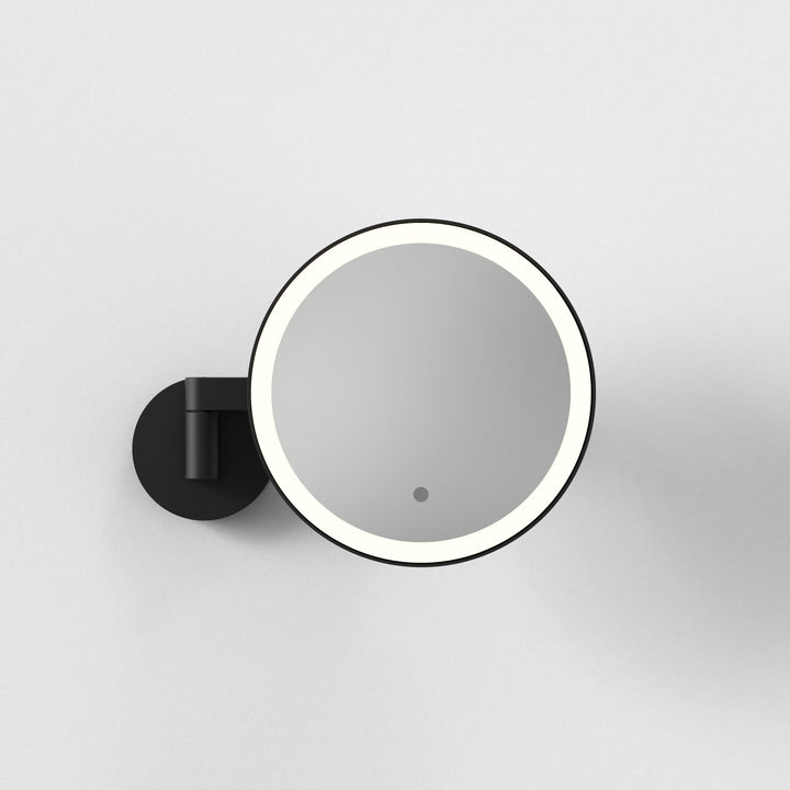 Astro Nagoya adjustable illuminated bathroom mirror in matt black and mirrored glass