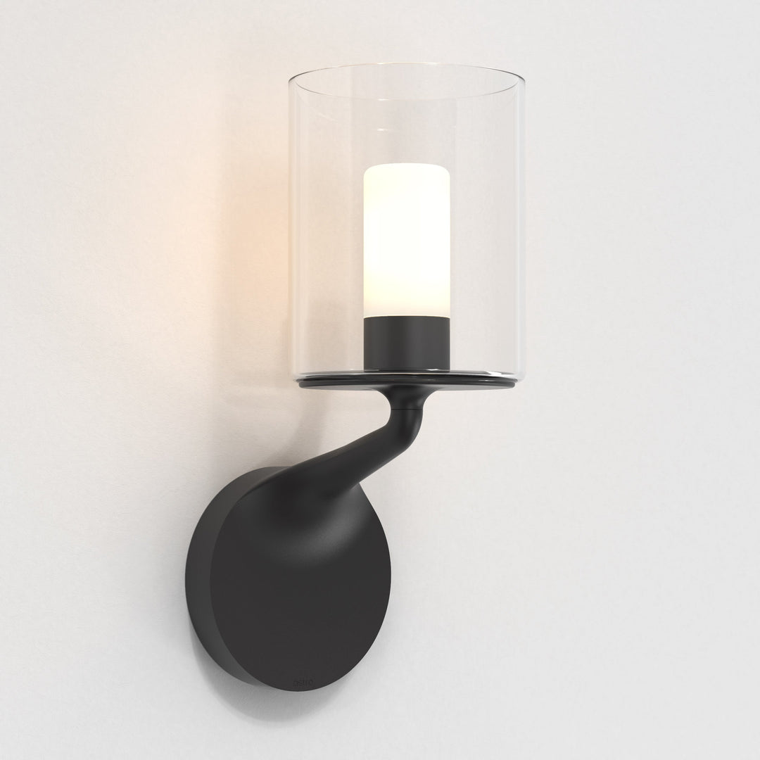Astro Elena Wall Light in Matt Black with clear hand‑blown glass shade