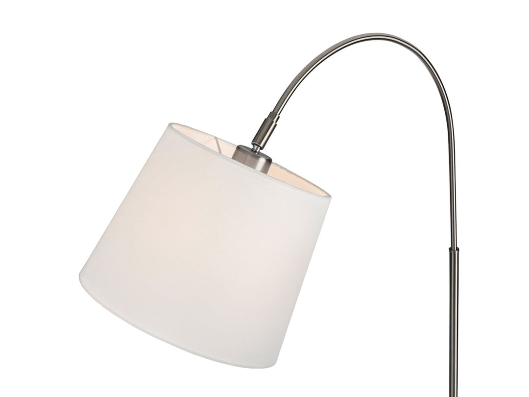 Tower Floor Lamp in Brushed Steel with Cream Shade