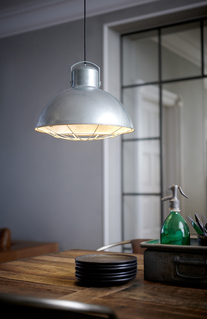 Porter 40 Pendant E27 Galv Pendant Light Galvanized