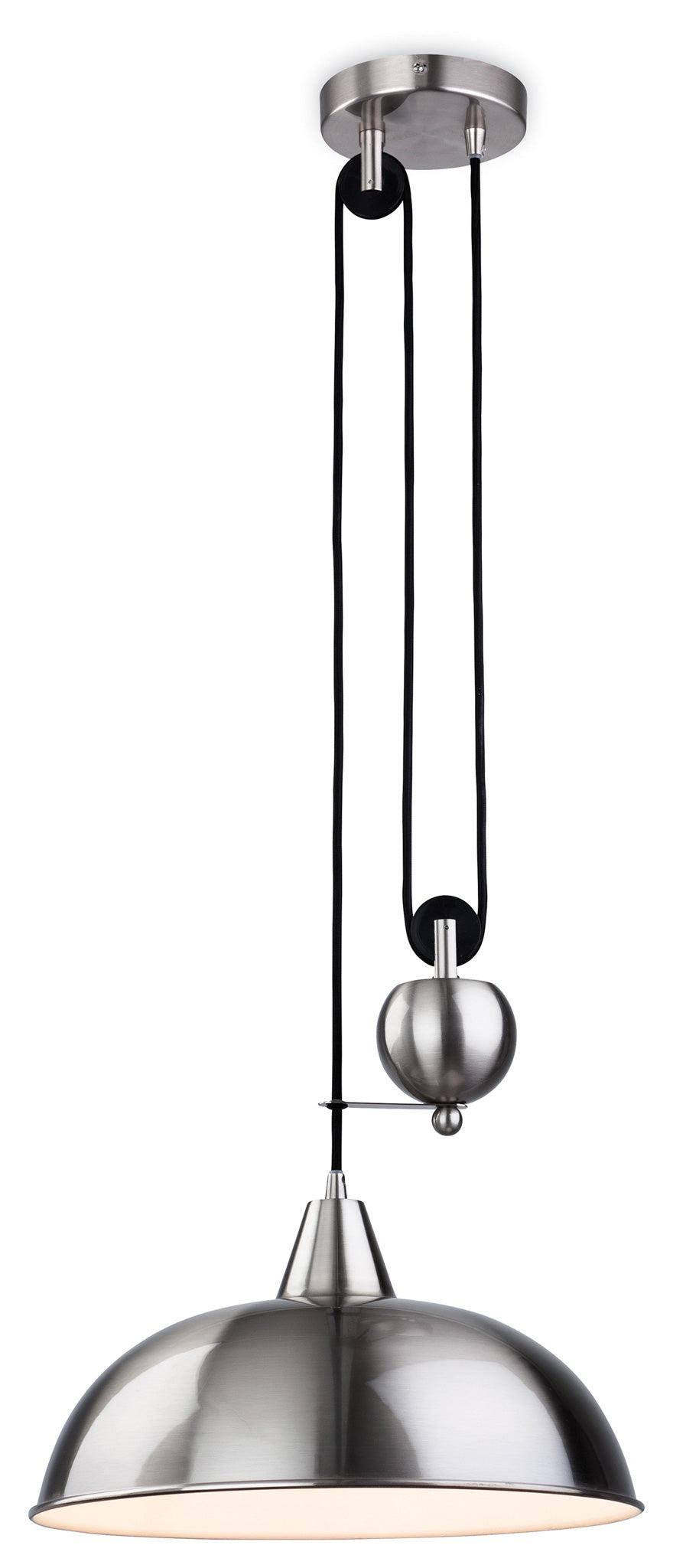 Century Rise & Fall Pendant Brushed Steel - Prisma Lighting