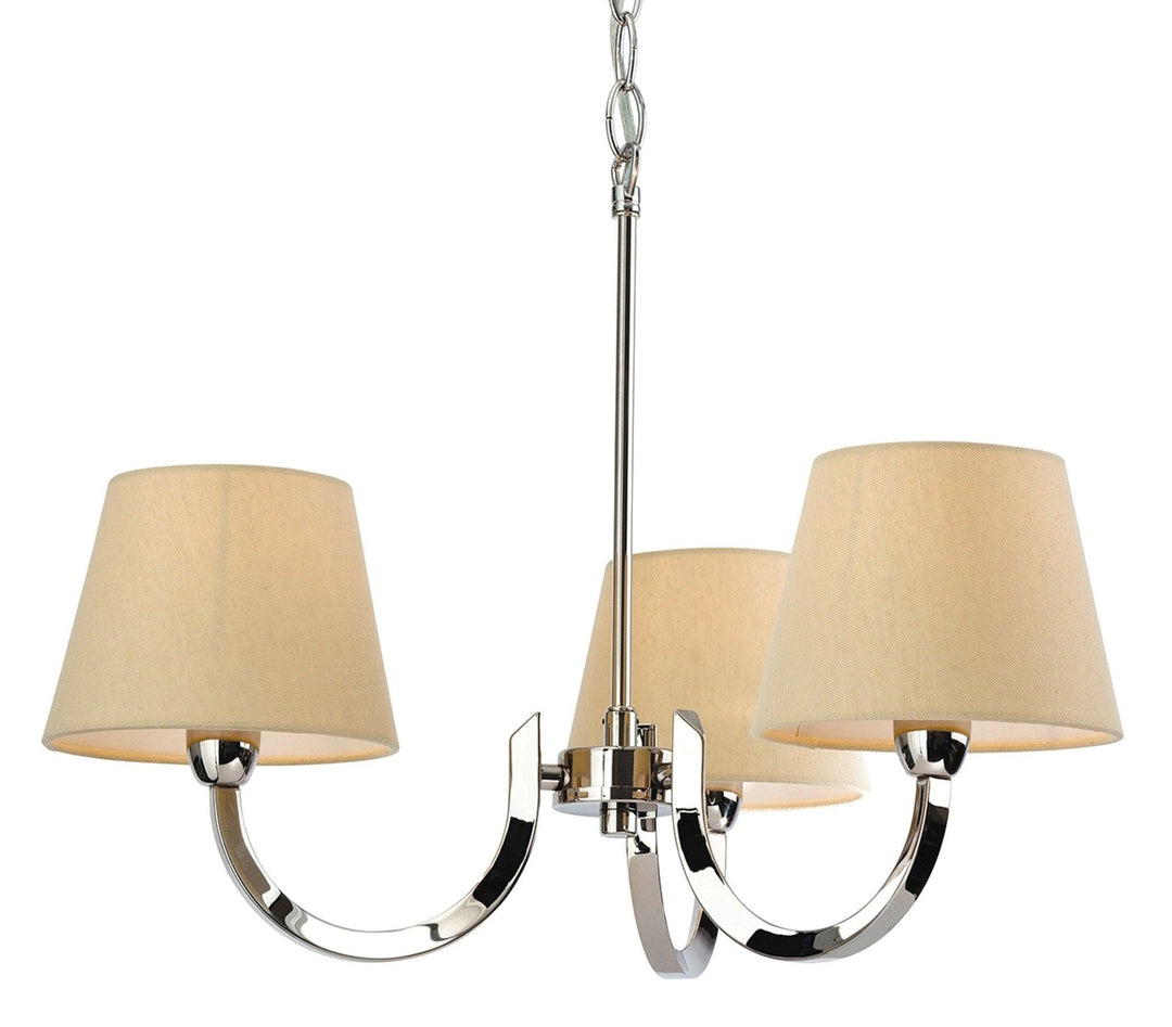 Fairmont 3 Light Fitting Polished S/Stl with Cream Linen Shade - Prisma Lighting