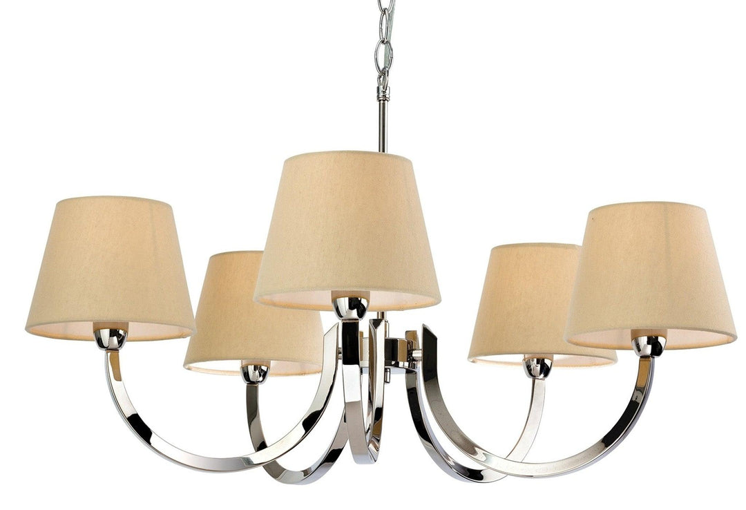 Fairmont 5 Light Fitting Polished S/Stl with Cream Linen Shade - Prisma Lighting