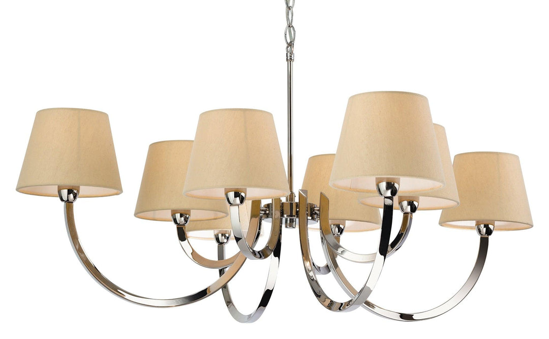 Fairmont 8 Light Fitting Polished S/Stl with Cream Linen Shade - Prisma Lighting