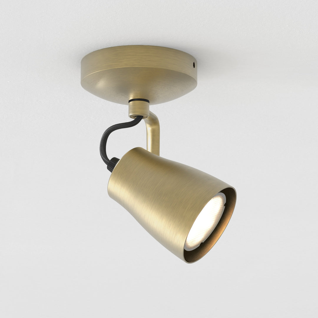 Astro Juno Single Spotlight in Matt Brushed Brass, ceiling or wall mount