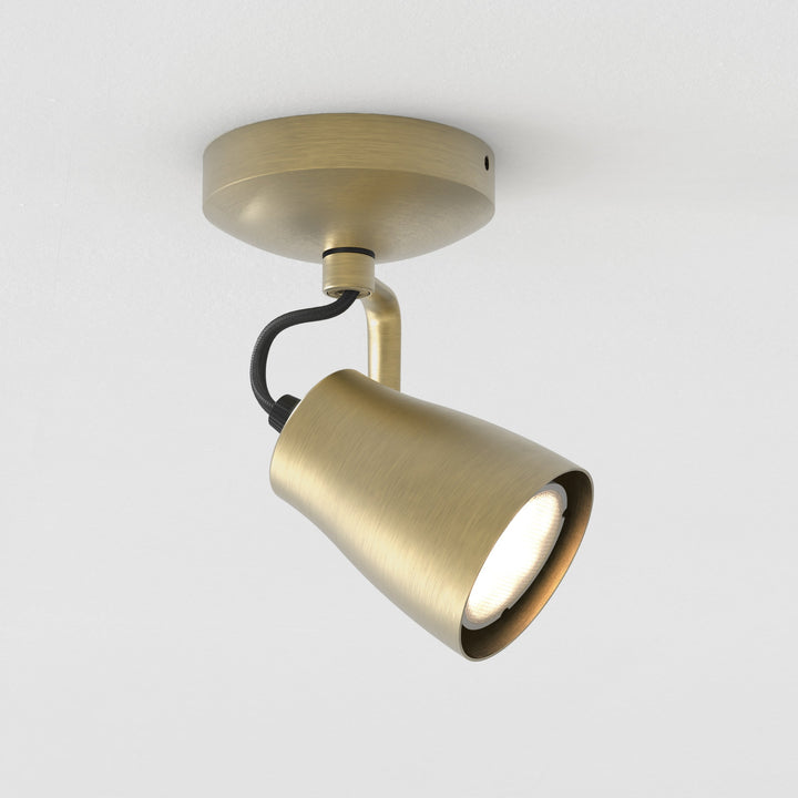Astro Juno Single Spotlight in Matt Brushed Brass, ceiling or wall mount