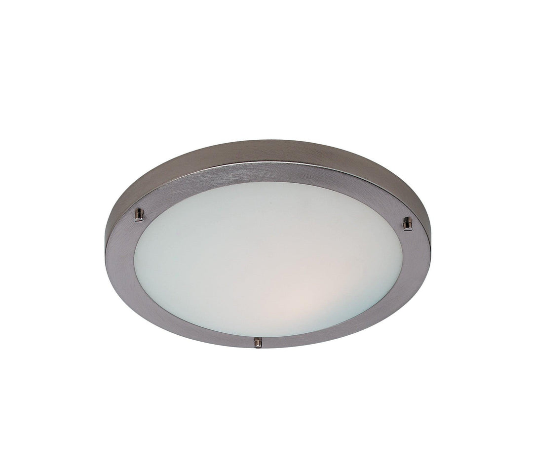 Rondo Flush Fitting Brushed Steel with Opal Glass - Prisma Lighting