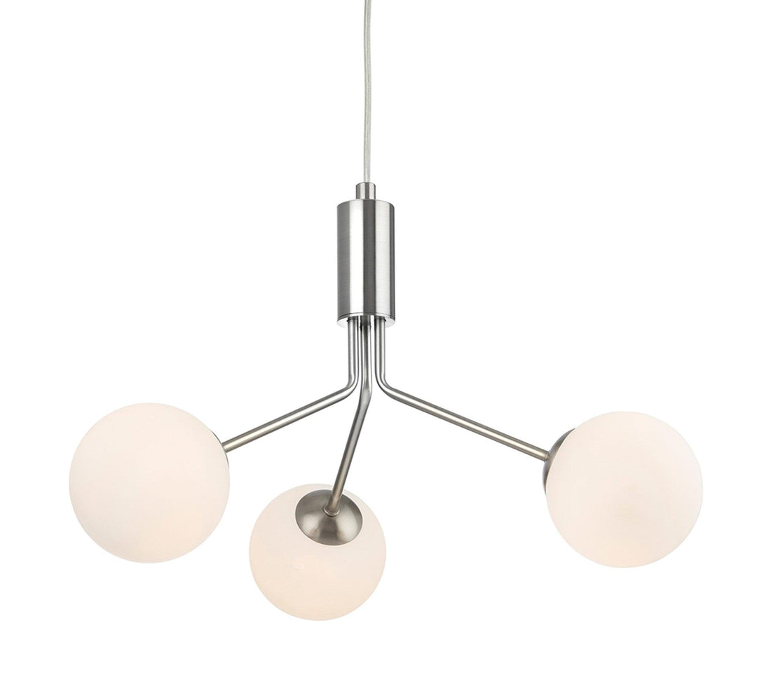 Montana 3 Light Fitting Brushed Steel with Opal White Glass - Prisma Lighting