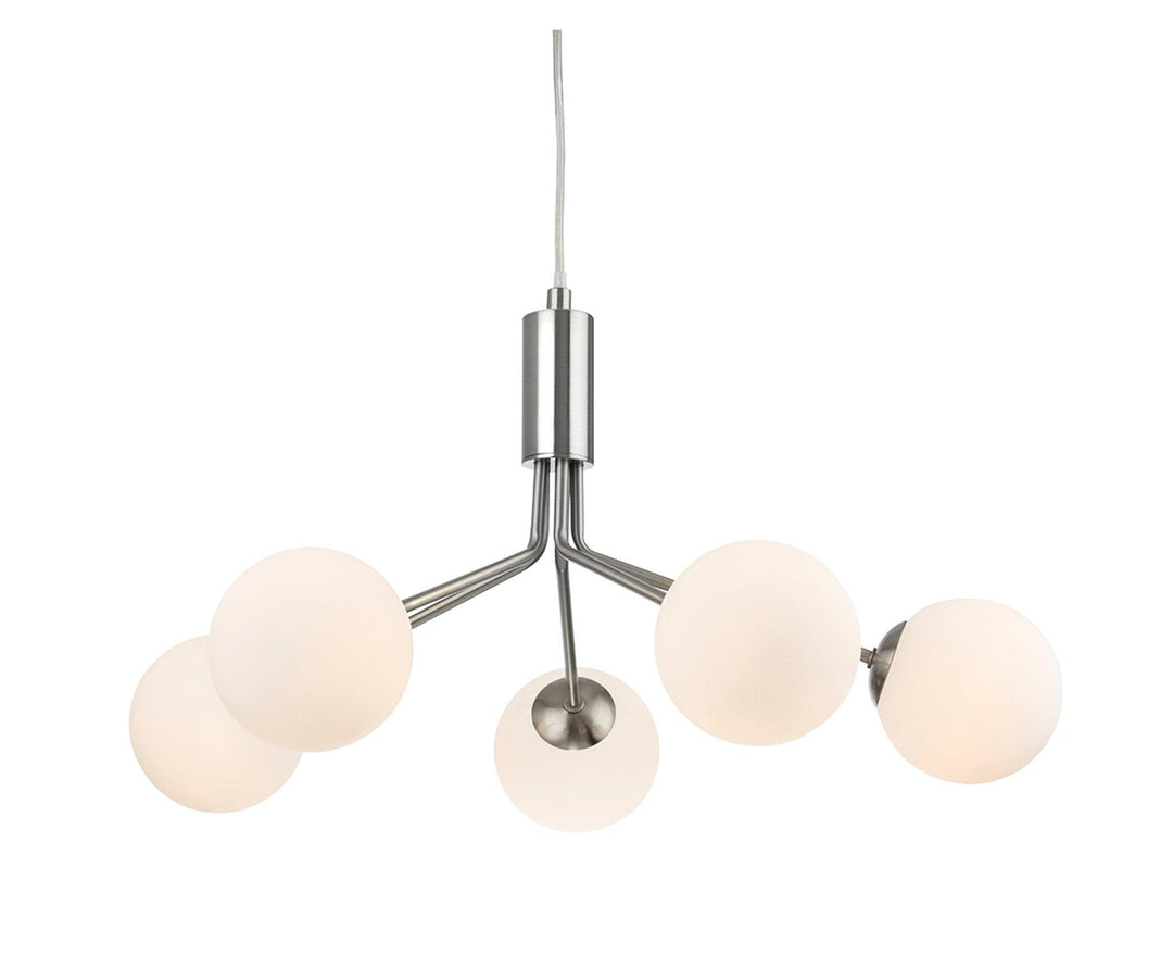 Montana 5 Light Fitting Brushed Steel with Opal White Glass - Prisma Lighting