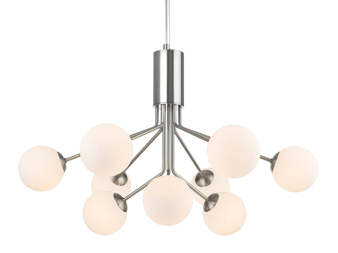 Montana 9 Light Fitting Brushed Steel with Opal White Glass - Prisma Lighting