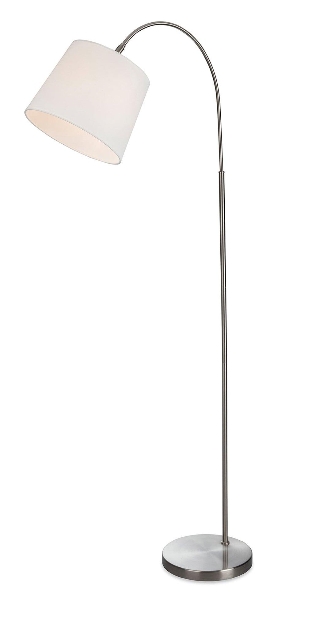 Tower Floor Lamp Brushed Steel with Cream Shade - Prisma Lighting