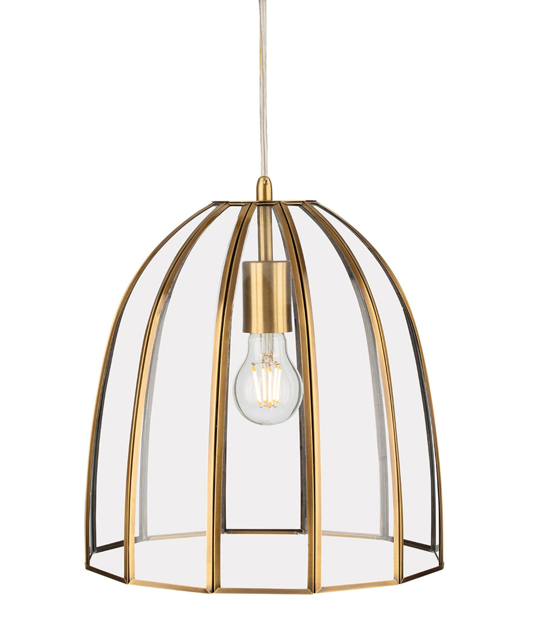 Lincoln Pendant Antique Brass with Clear Glass - Prisma Lighting